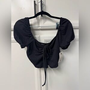 NWT Billabong Black Puff Sleeve Crop Top M